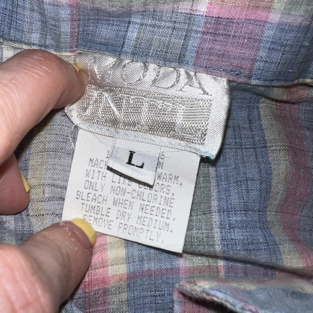 Vintage 90s MODA intl (Victoria’s Secret) sleeveless plaid top, cotton, L. - Picture 6 of 7